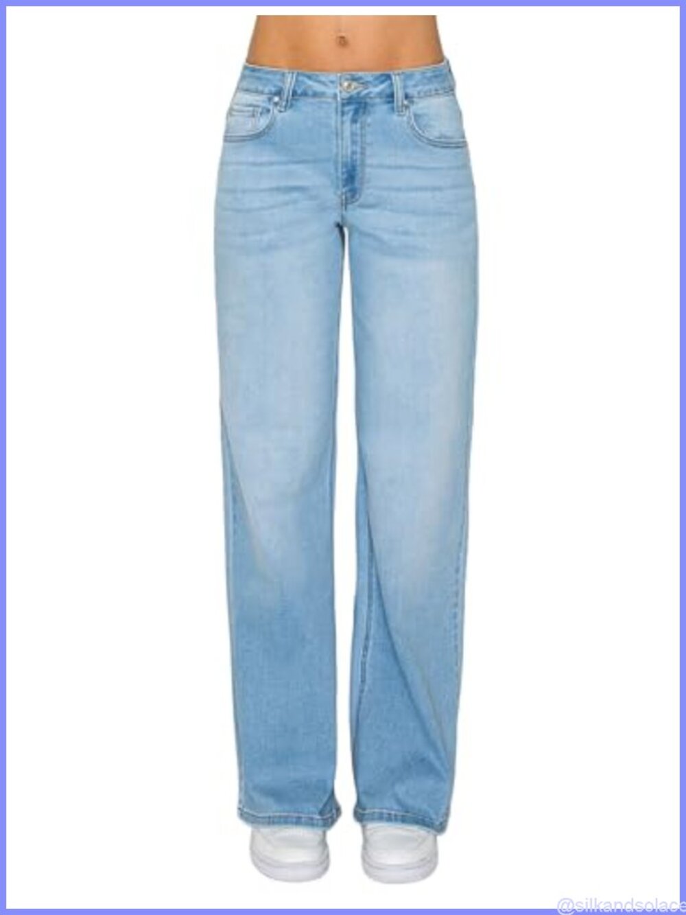 Women's Low Rise Basic Wide Leg Jeans 22-Inch Stretch Denim
